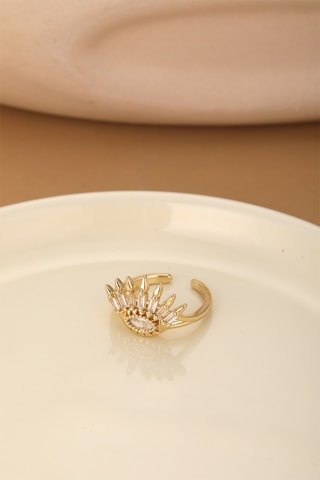Bague - Plaqué or jaune et zircons