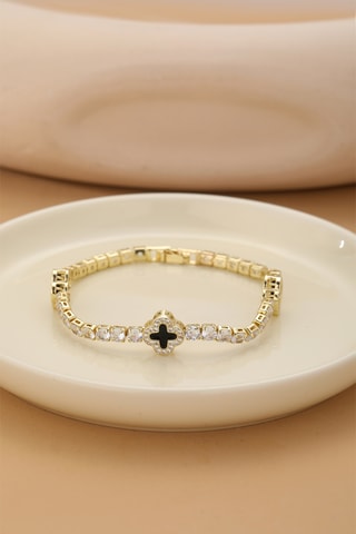 Bracelet - Plaqué or jaune et zircons
