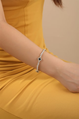 Bracelet - Plaqué or jaune et zircons