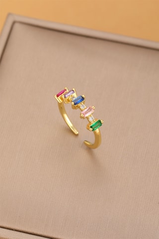 Bague - Plaqué or jaune et zircons