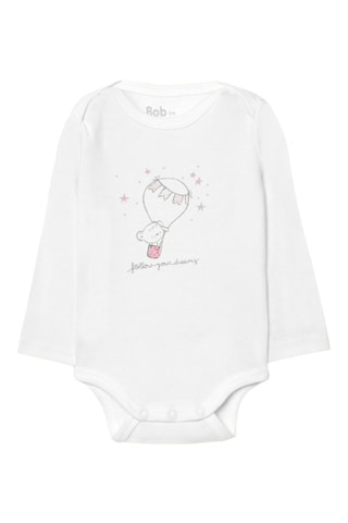 2 bodys en coton biologique - Rose poudré et blanc