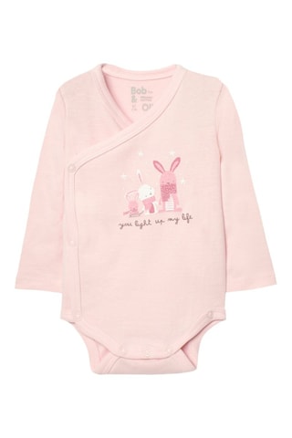 2 bodys en coton biologique - Rose poudré et blanc