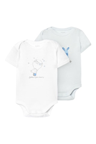 2 bodys en coton biologique - Bleu clair et blanc
