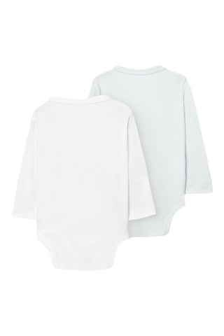 2 bodys en coton biologique - Bleu clair et blanc
