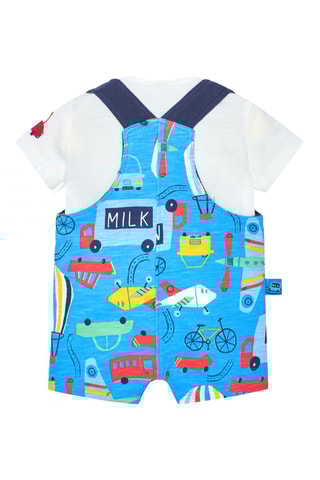 T-shirt et salopette-short - Blanc et bleu