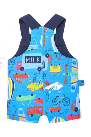 T-shirt et salopette-short - Blanc et bleu