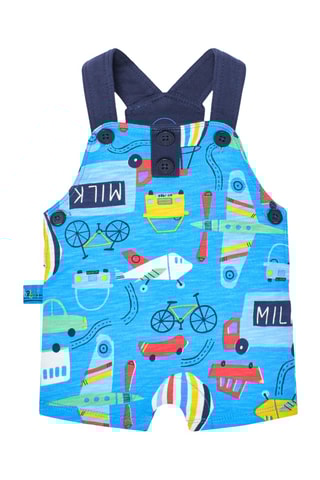 T-shirt et salopette-short - Blanc et bleu