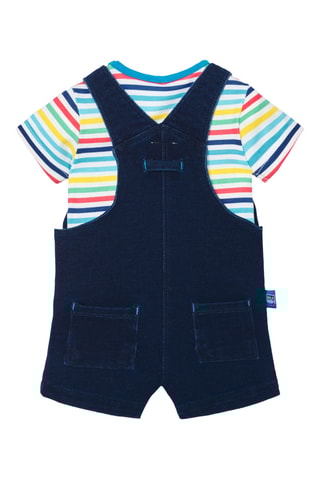 T-shirt et salopette-short - Blanc et bleu marine