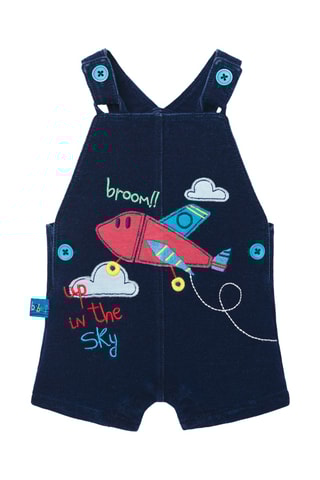 T-shirt et salopette-short - Blanc et bleu marine