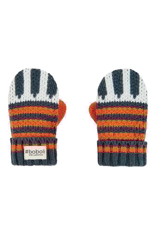 Moufles - Gris, orange et bleu