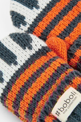 Moufles - Gris, orange et bleu