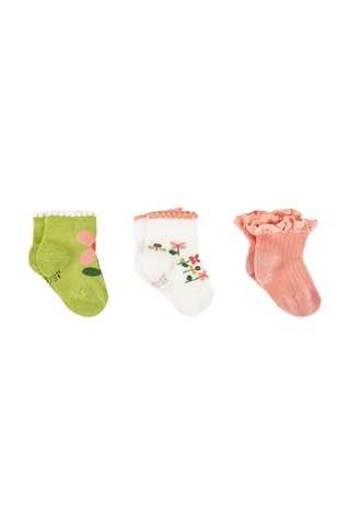 3 paires de chaussettes - Vert, rose et blanc