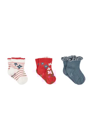 3 paires de chaussettes - Blanc, rouge et bleu
