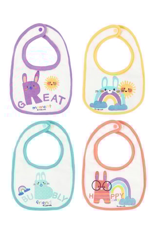 4 bavoirs - Blanc, bleu, jaune et gris