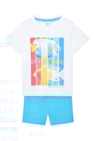 T-shirt et short - Blanc et bleu clair