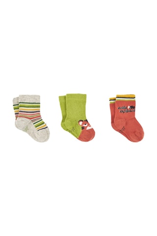 3 paires de chaussettes - Vert, gris et rouge