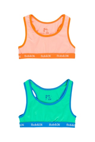 2 brassières - Vert, orange et bleu