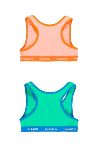 2 brassières - Vert, orange et bleu