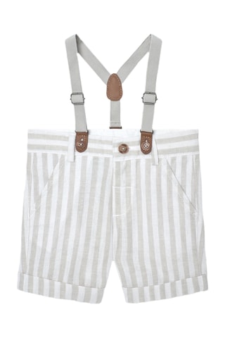 Bermuda en lin - Beige et blanc