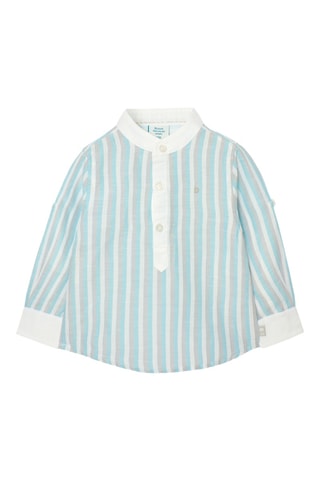 Chemise en lin - Bleu, gris et blanc