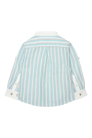 Chemise en lin - Bleu, gris et blanc