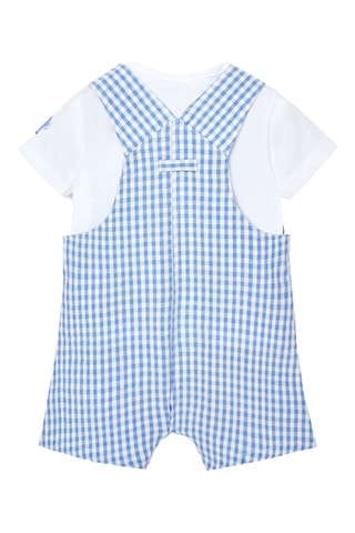 T-shirt et salopette-short - Blanc et bleu