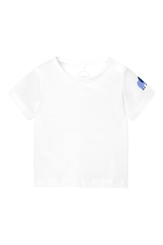 T-shirt et salopette-short - Blanc et bleu