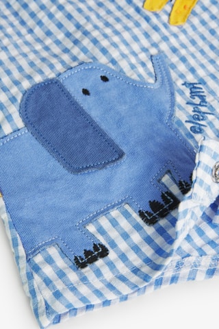 T-shirt et salopette-short - Blanc et bleu