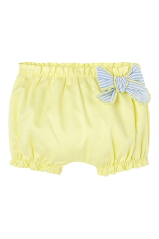 Robe et short en lin - Bleu et jaune pâle