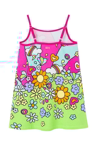 Robe trapèze sans manches - Fuchsia et vert