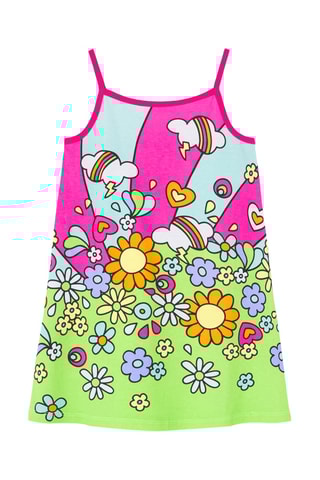 Robe trapèze sans manches - Fuchsia et vert