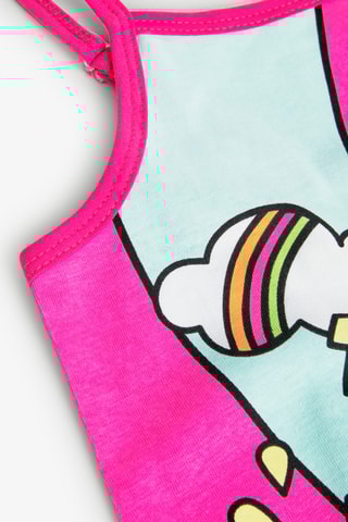 Robe trapèze sans manches - Fuchsia et vert