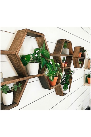 6 estantes murales de madera de pícea - 40 x 10 x 37 cm