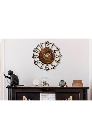 Reloj mural - 48 cm - Marrón y dorado