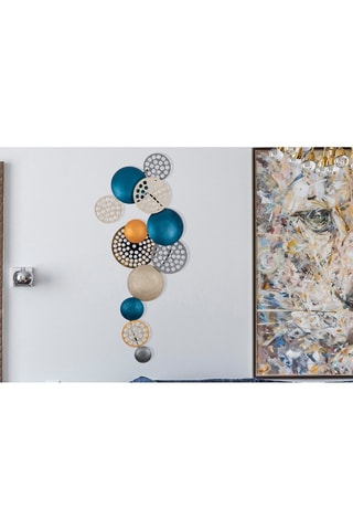 Décoration murale 8PBCT-007 - Bleu et doré - 90 x 8 x 42 cm