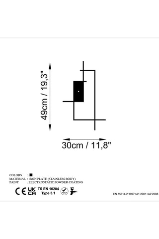 Reloj mural - 49 x 30 cm - Negro