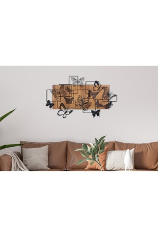 Adorno mural de madera Legendary - 73 x 42,5 cm - Negro y natural