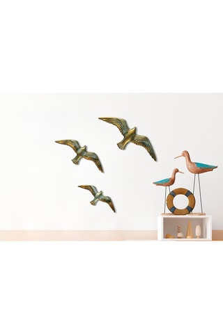 3 adornos murales - 30 x 11 x 2/24 x 9 x 2/19 x 7 x 2 cm - Dorado