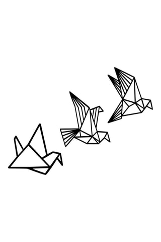 Adorno mural de madera Origami - Negro - 26 x 32, 29 x 32 / 32 x 30 cm