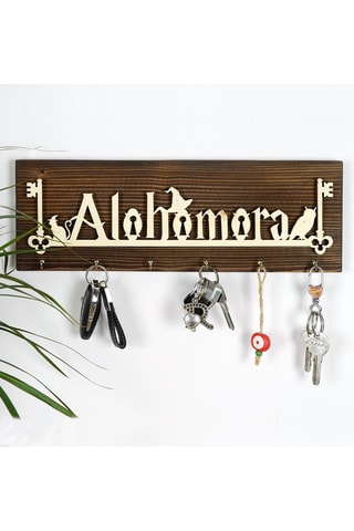 Porte-clés mural en bois - Naturel - 40 x 14 x 3 cm