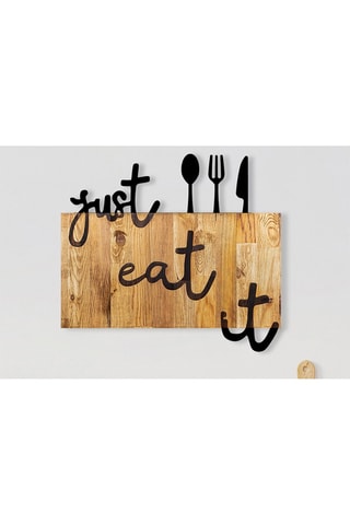 Adorno mural de madera - 58 x 52 cm - Natural y negro