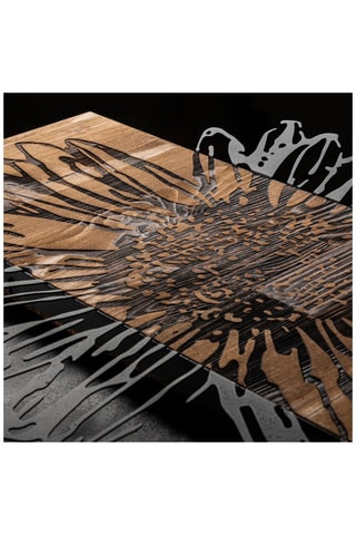 Adorno mural de madera Daisy - 56 x 58 x 0,12 cm - Negro y natural