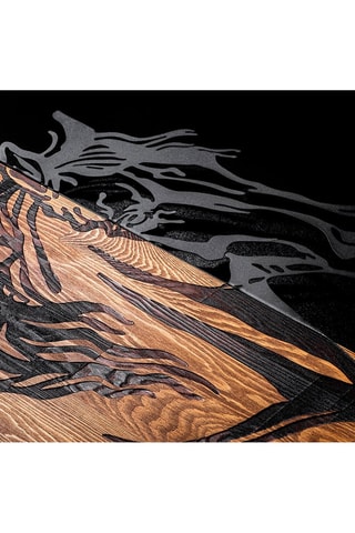 Adorno mural de madera - Natural y negro - 48 x 58 cm