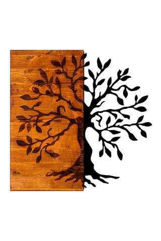 Adorno mural de madera Agac - Natural y negro