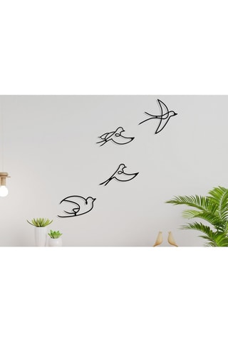 Adorno mural 4 Pájaros - Negro - 30 x 16,5 cm - 29 x 16,5 cm - 29 x 14,5 cm - 29 x 26 cm