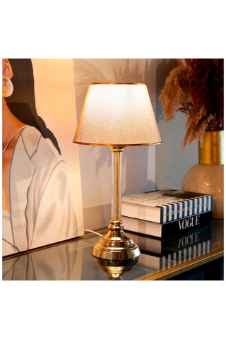 Lámpara de sobremesa Ayd - Dorado y beige - 60 W