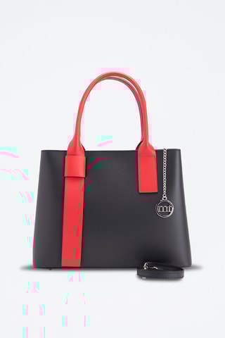 Sac à main en cuir Argonne - Noir et rouge