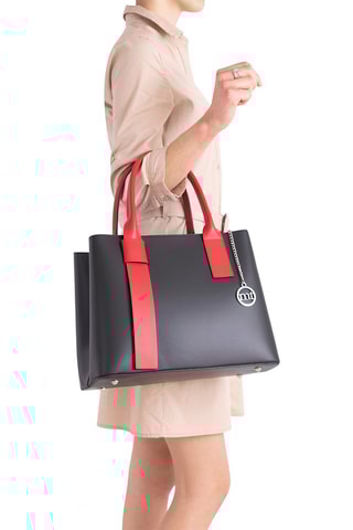 Sac à main en cuir Argonne - Noir et rouge