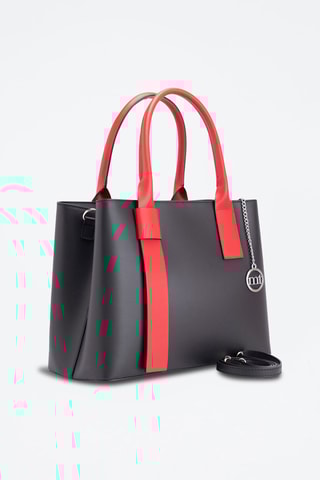 Sac à main en cuir Argonne - Noir et rouge