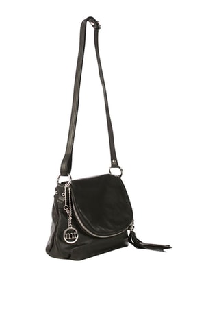 Sac bandoulière en cuir Bausan - Noir et argenté